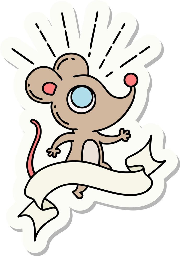 sticker of tattoo style mouse character vector