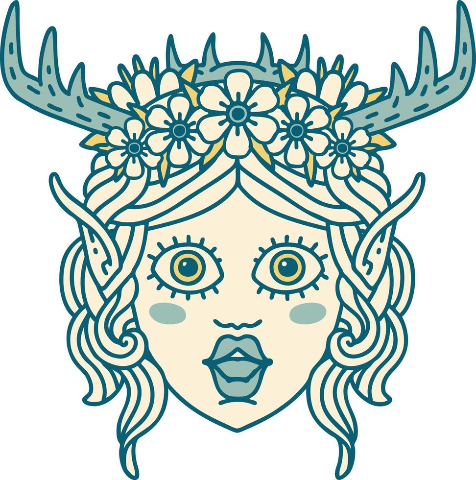 elf druid character face illustration vector