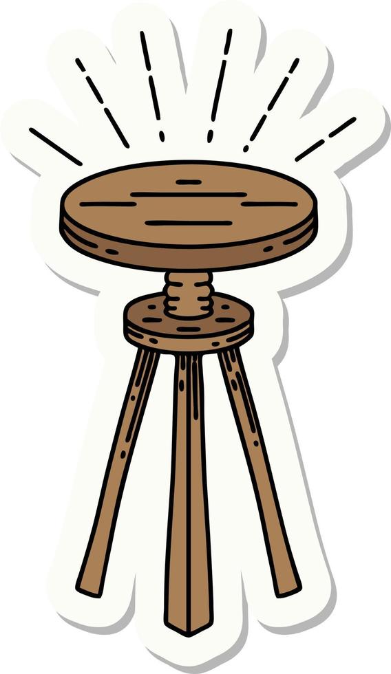 sticker of tattoo style wooden stool vector