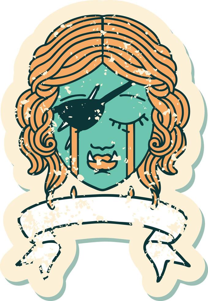 crying orc rogue character face illustration vector