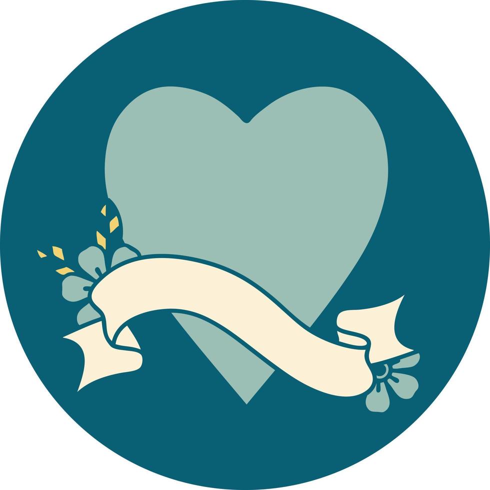 icon with banner of a heart vector