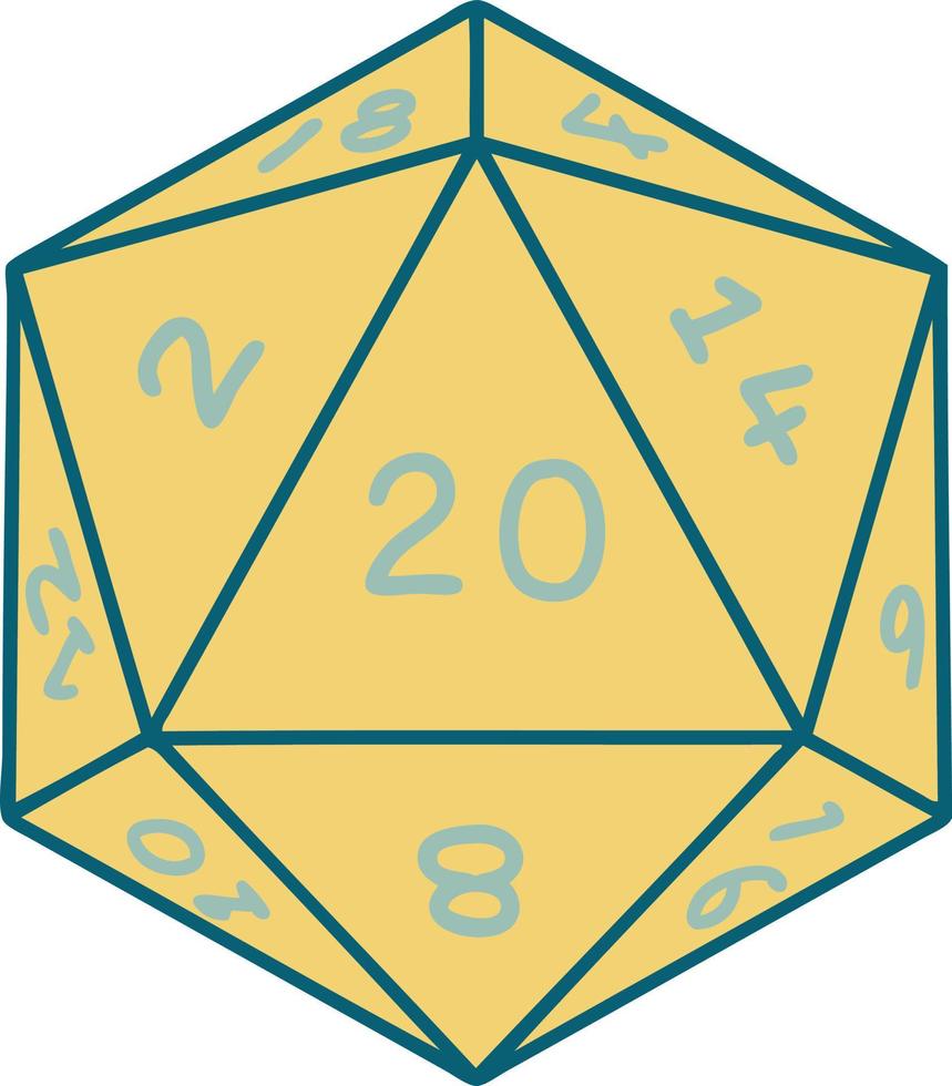 natural 20 D20 dice roll illustration vector