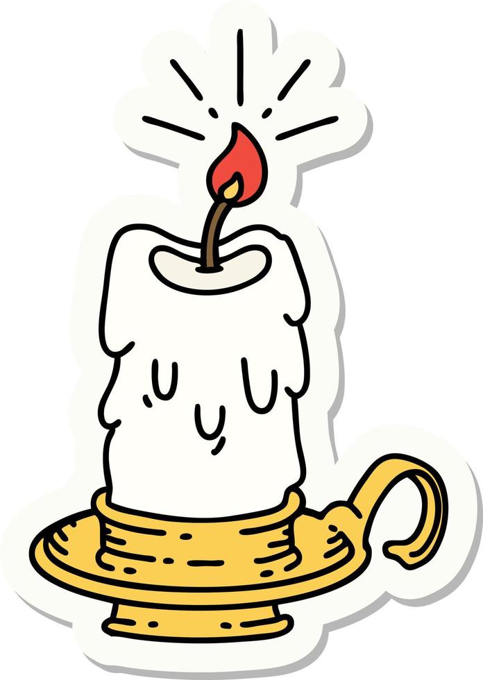 sticker of tattoo style spooky melting candle vector