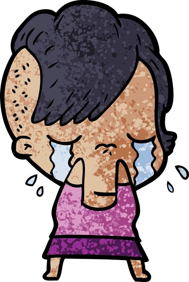 cartoon crying girl vector