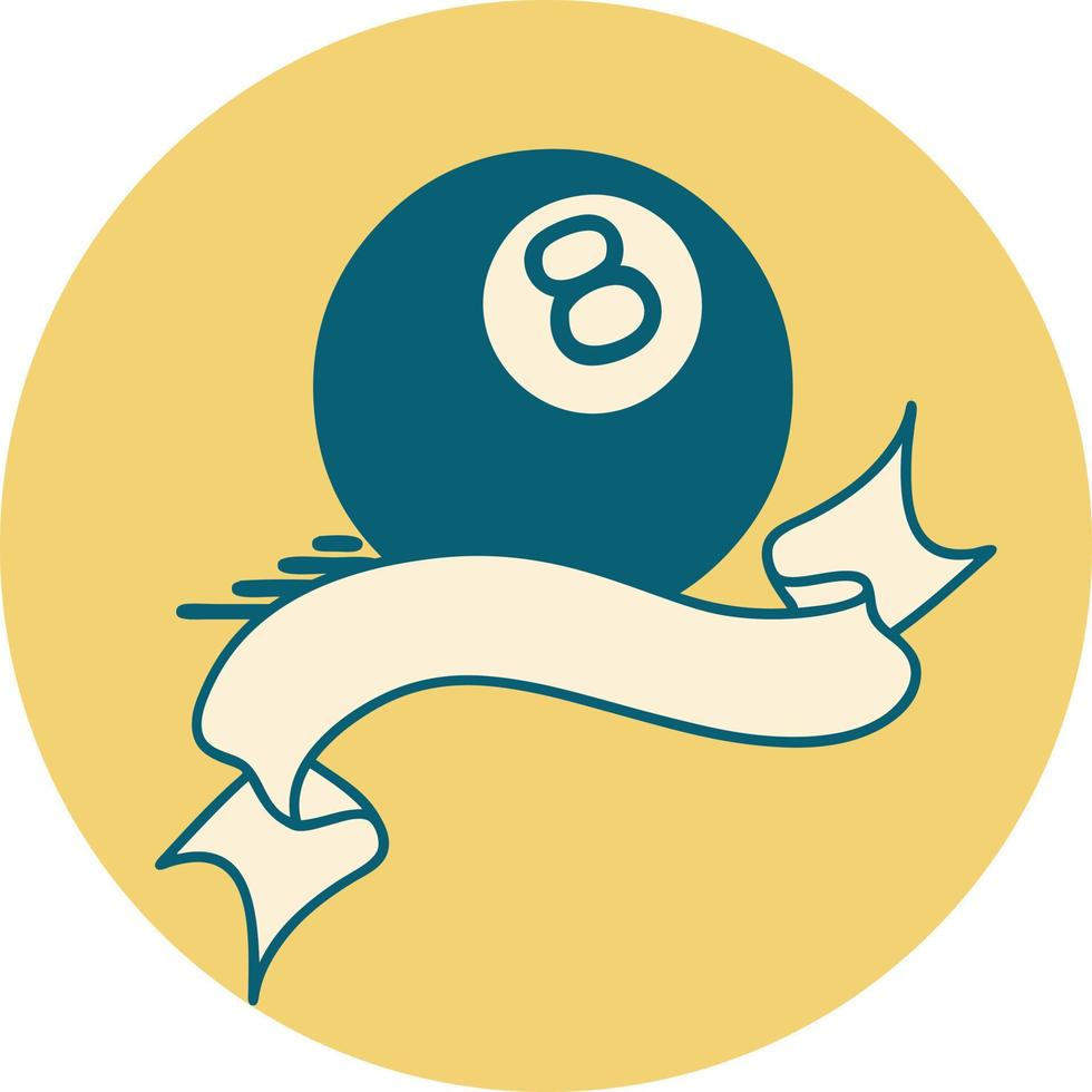 icon with banner of a 8 ball vector
