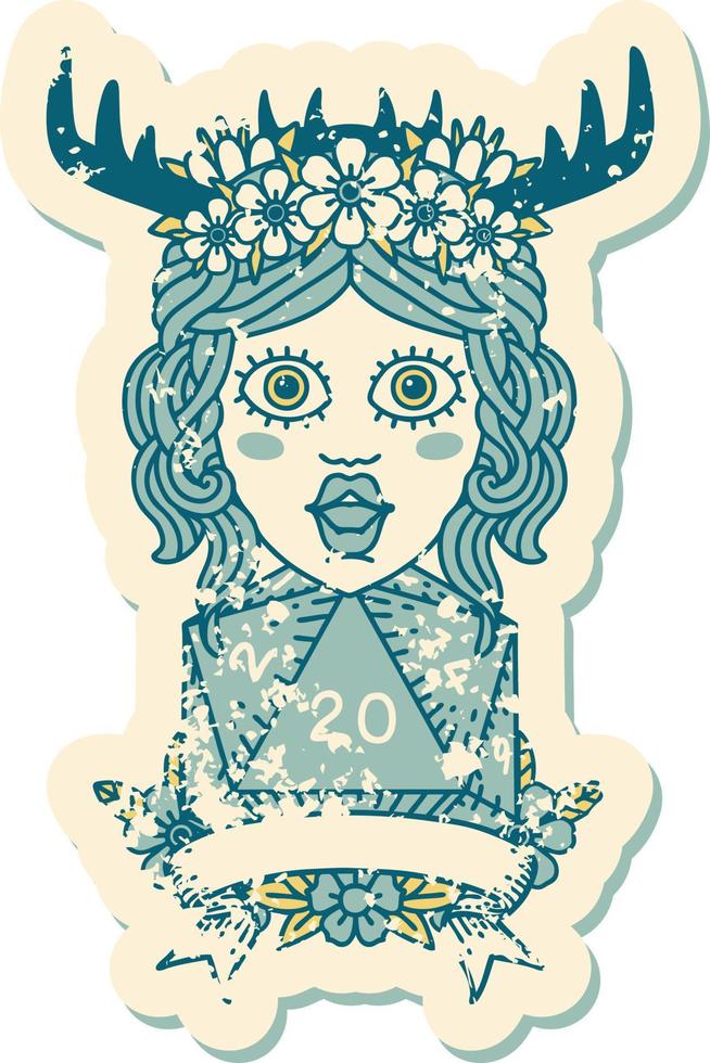 human druid with natural twenty roll illustration vector