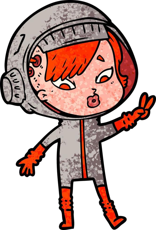 cartoon astronaut woman vector