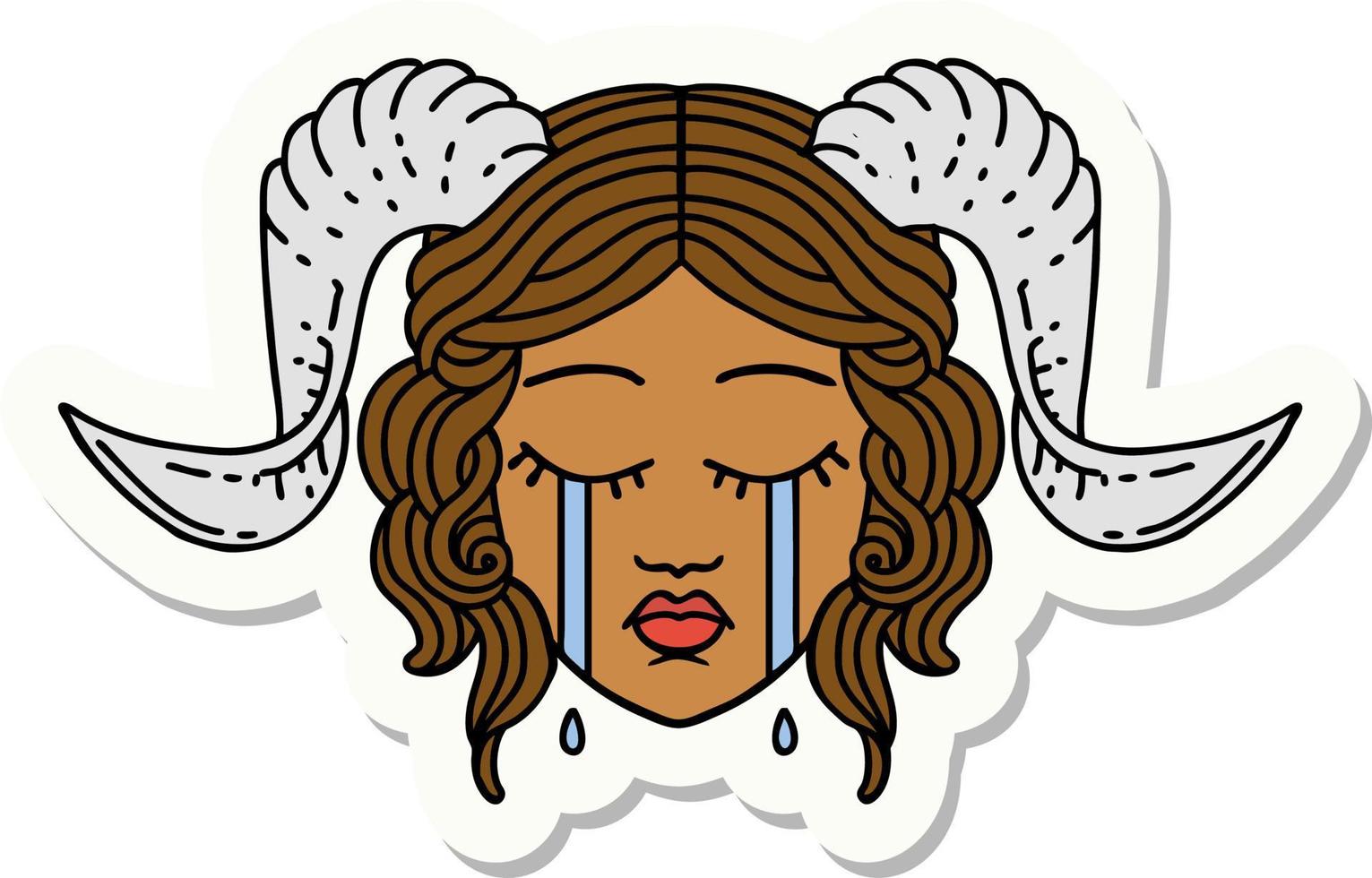 crying tiefling face sticker vector