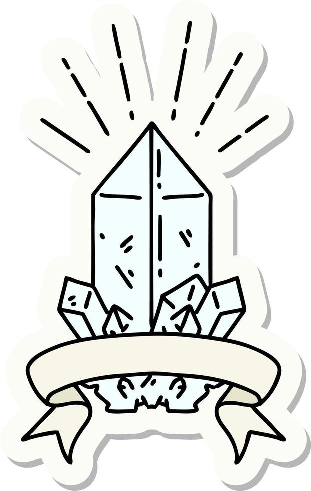 sticker of tattoo style quartz crystal vector