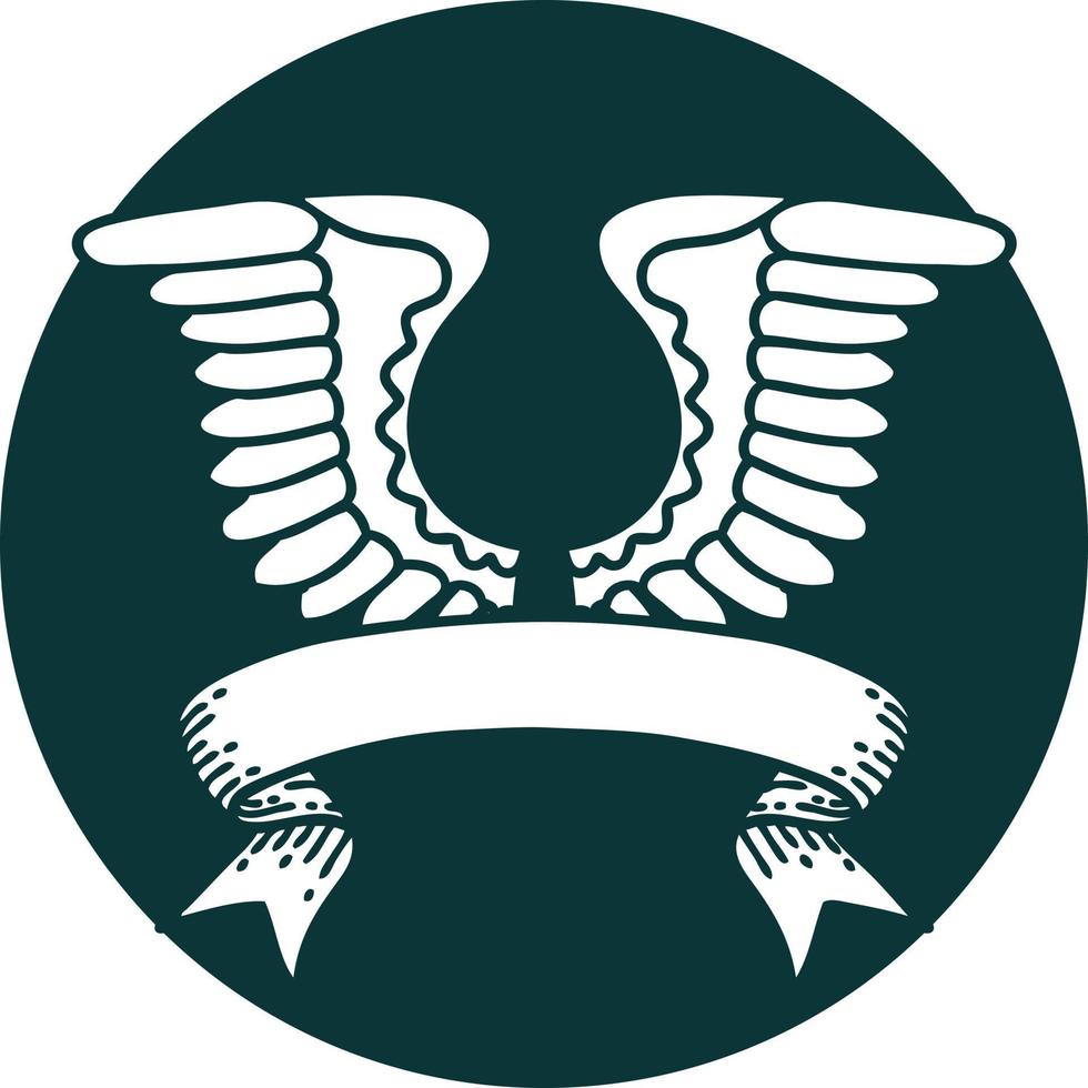 icon with banner of a wing vector
