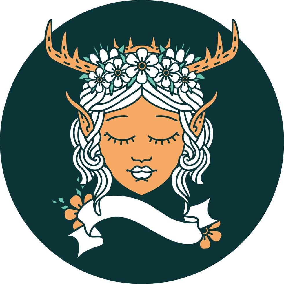 elf druid character face icon vector