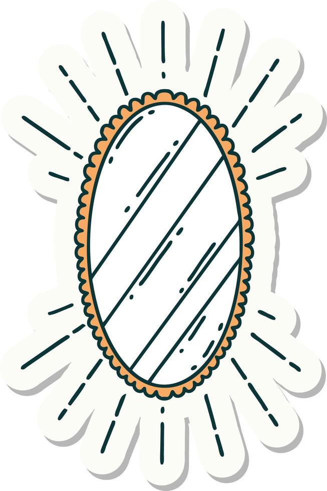 sticker of tattoo style shining mirror vector