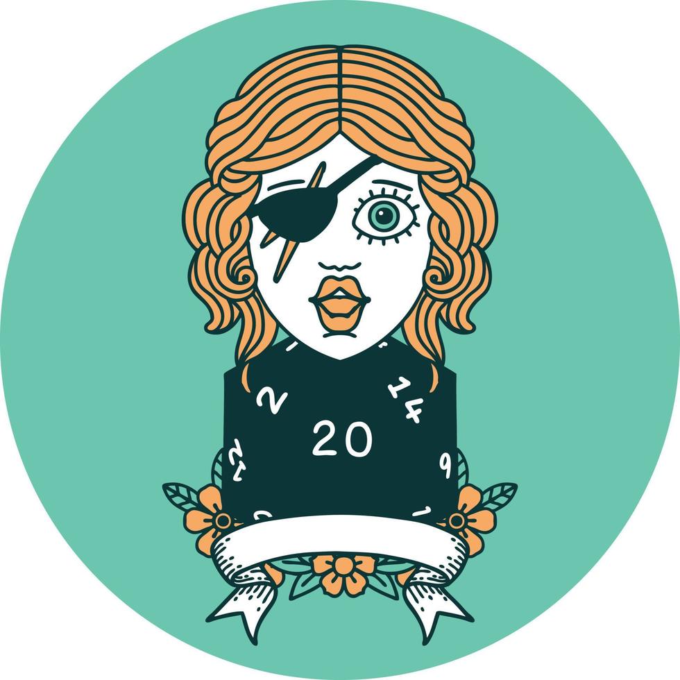 human rogue with natural 20 dice roll icon vector