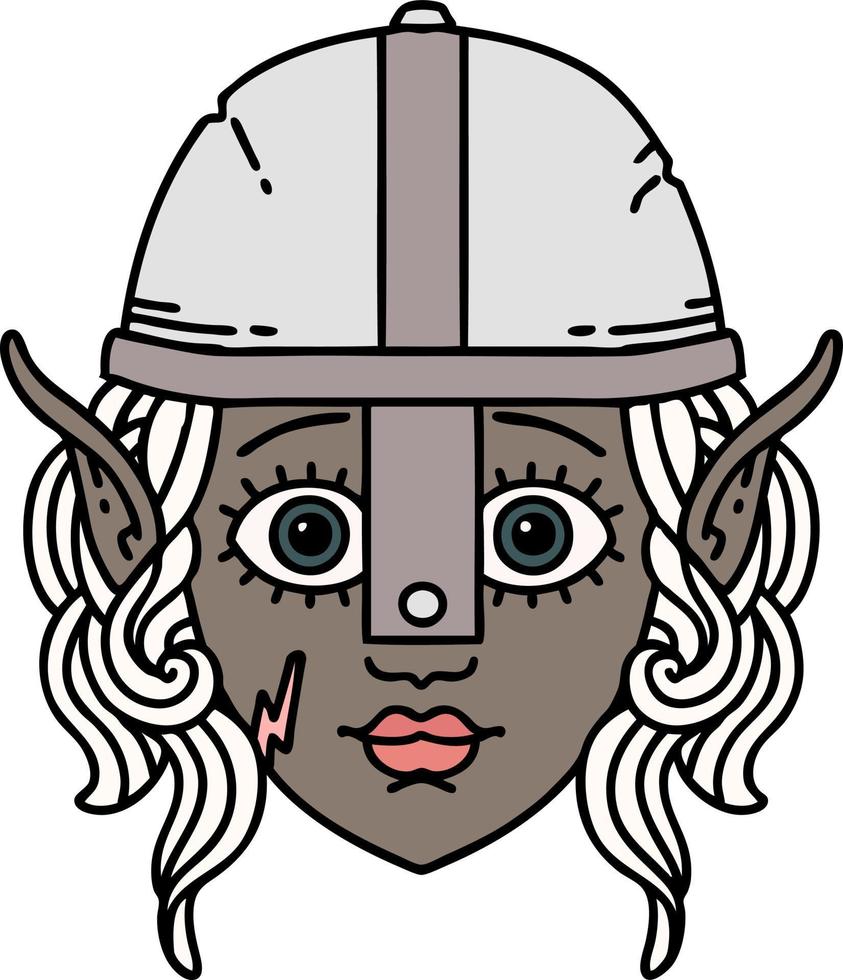 elf fighter character face illustration vector