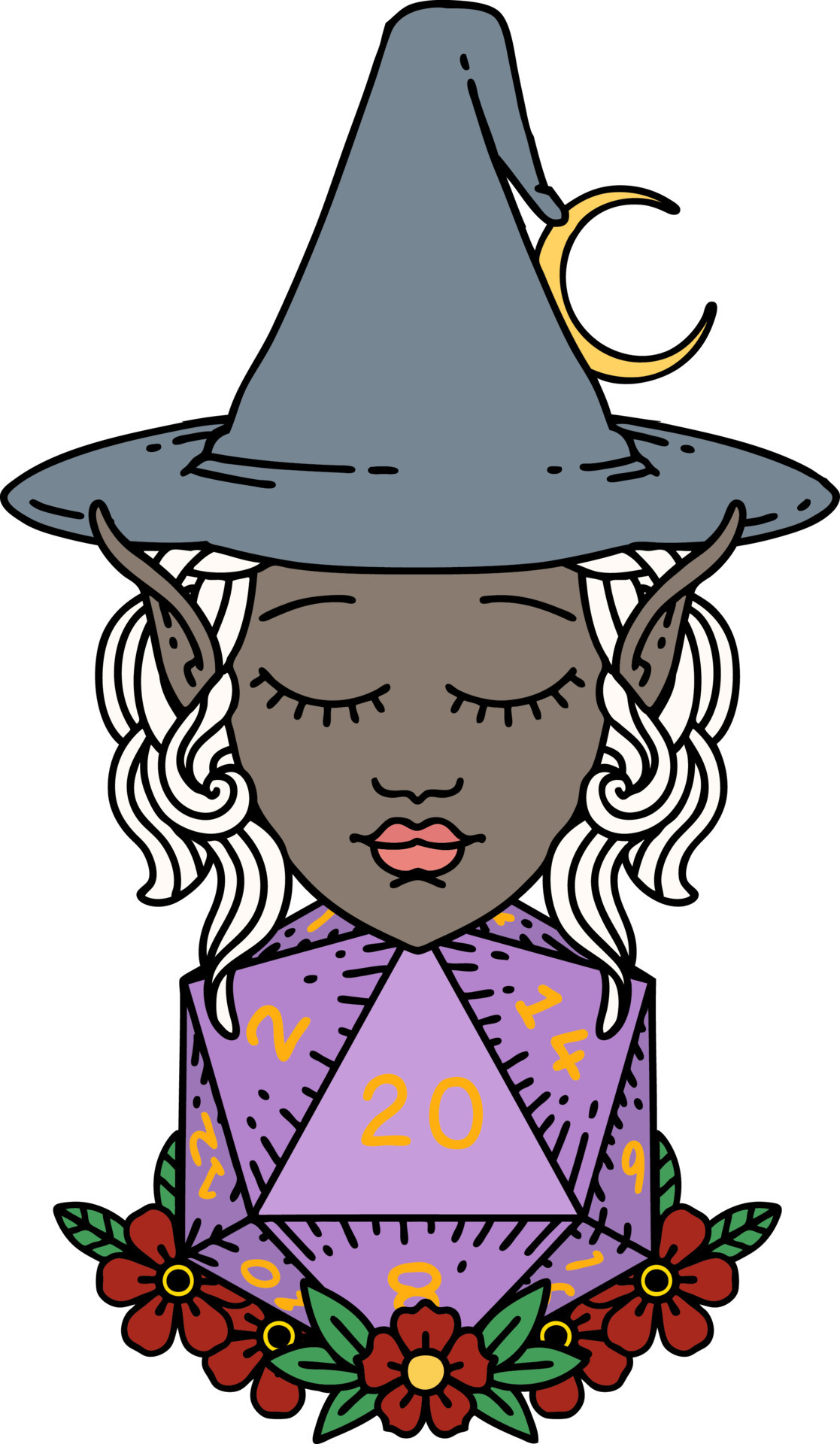 elf-mage-character-with-natural-twenty-dice-roll-illustration-12122340