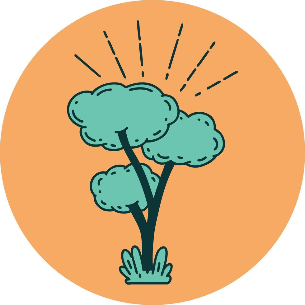 icon of tattoo style tree vector