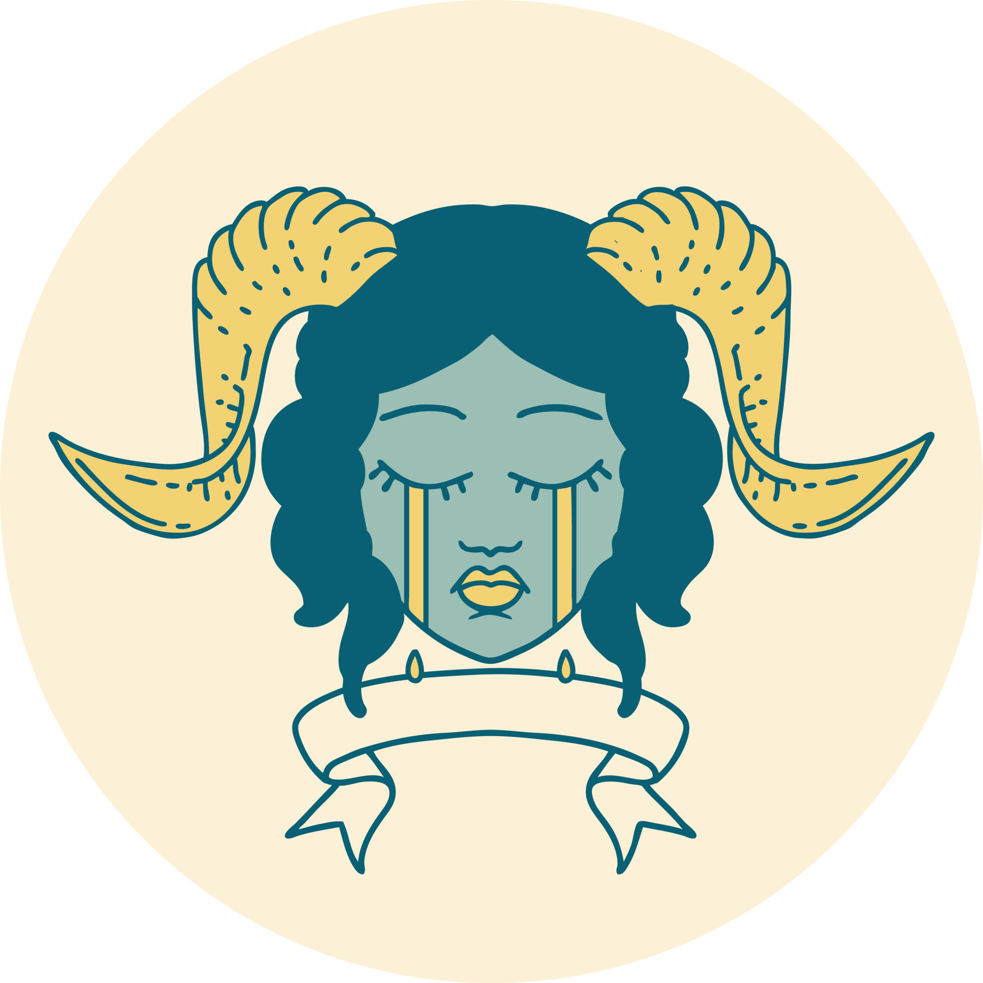 crying tiefling character face with scroll banner illustration 12122375 ...