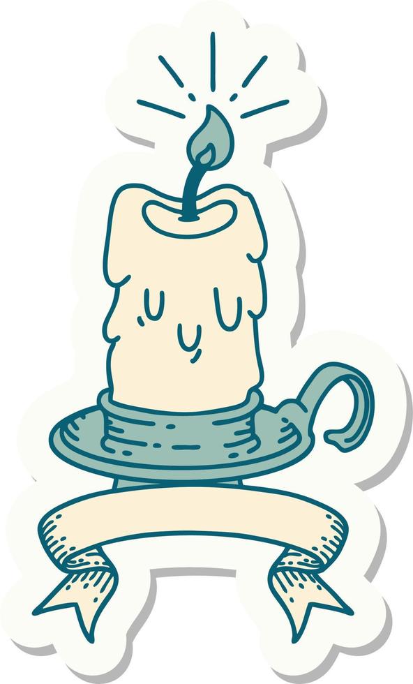 sticker of tattoo style spooky melting candle vector