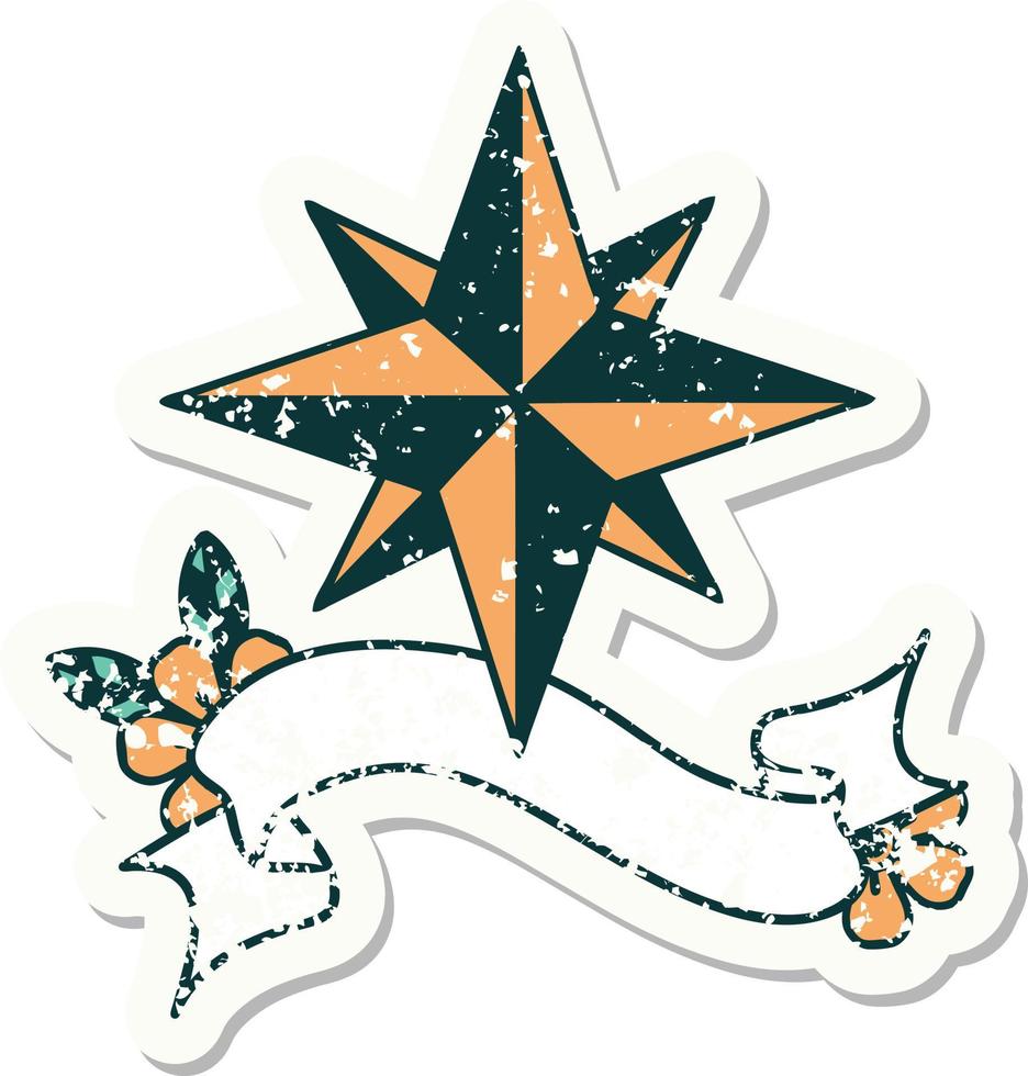 grunge sticker with banner of a star vector