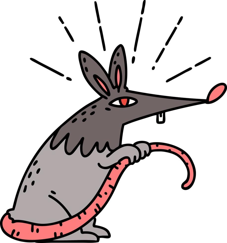 traditional tattoo style sneaky rat vector