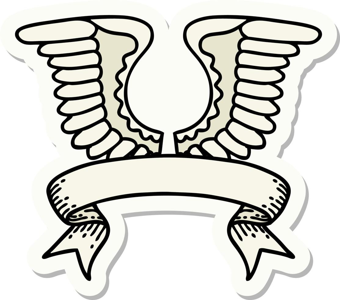 tattoo sticker with banner of a wing vector