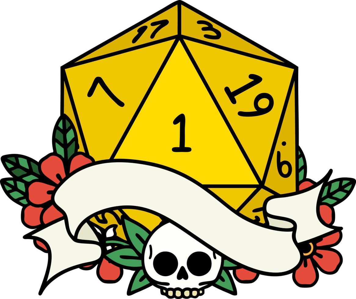 ilustración natural de una tirada de dados d20 vector