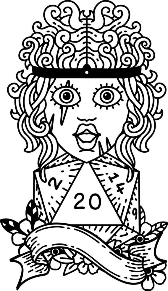 human barbarian with natural twenty dice roll illustration vector