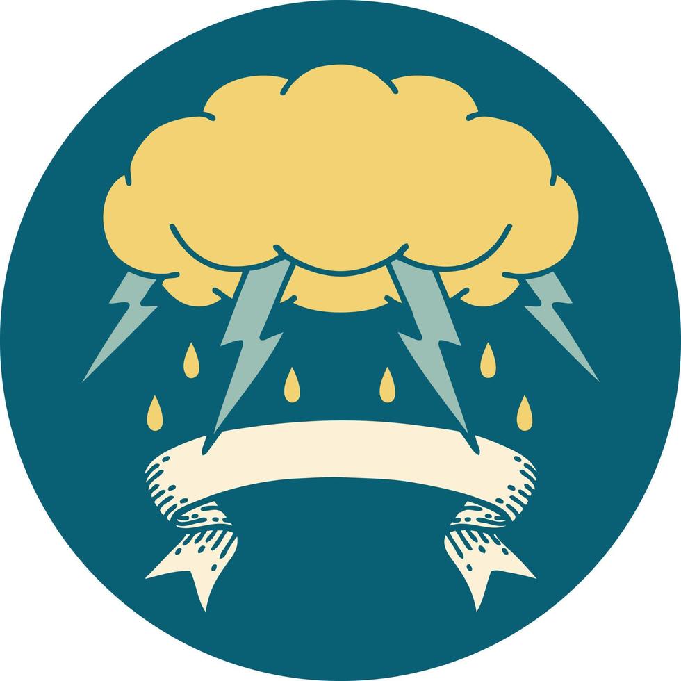 icon with banner of a storm cloud vector