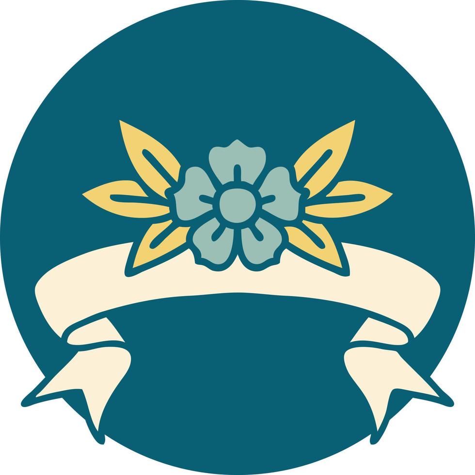 icon with banner of a flower vector