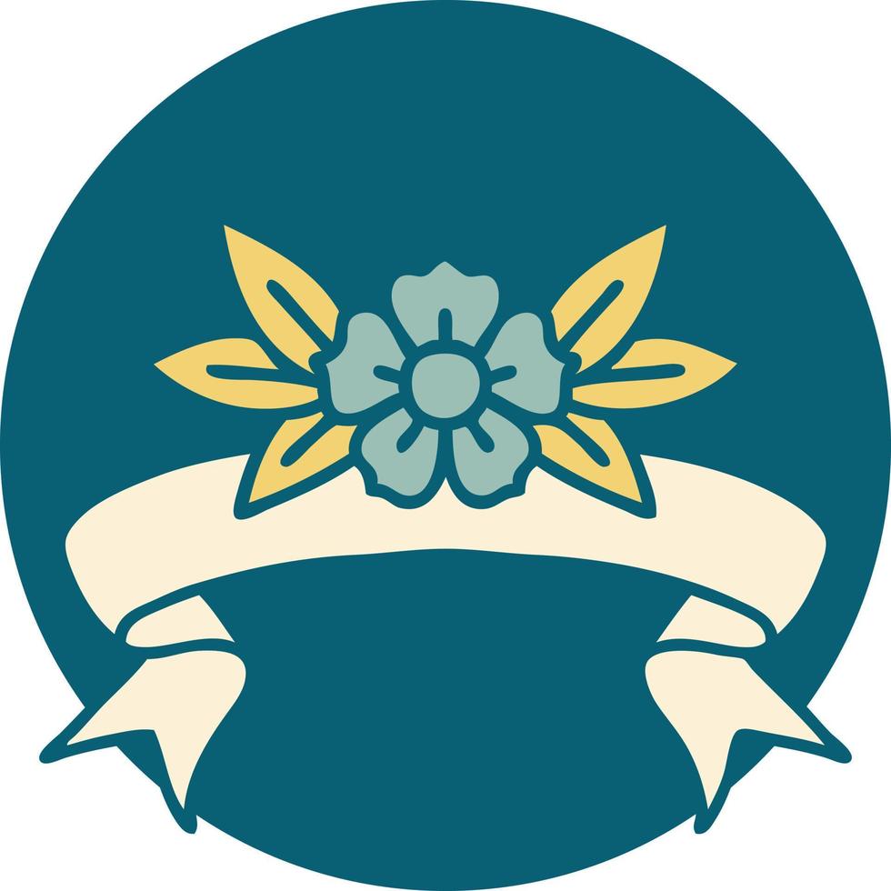 icon with banner of a flower vector