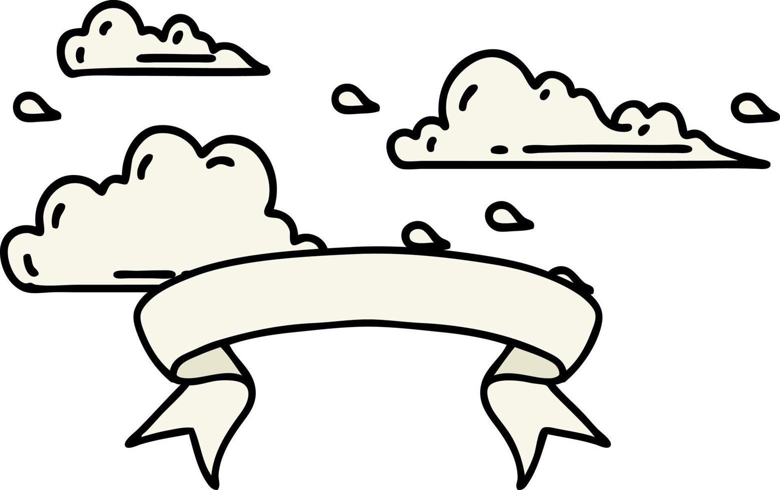 banner with tattoo style floating clouds vector
