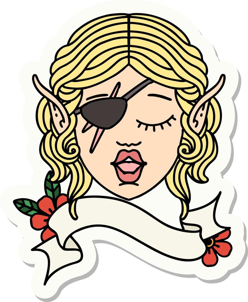 elf rogue character face sticker vector