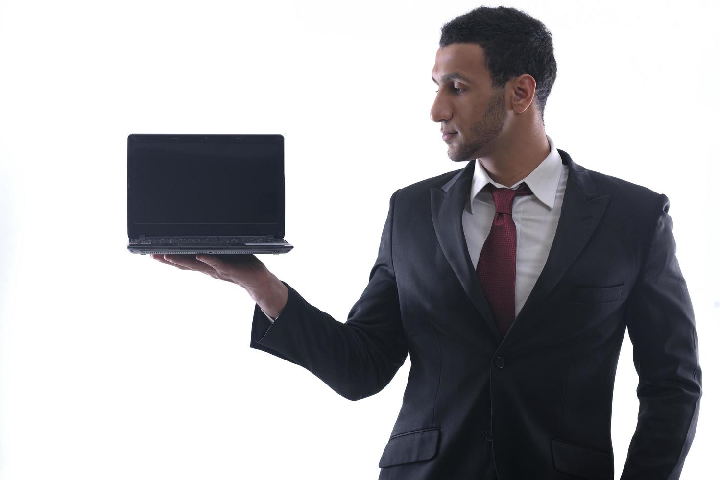 business man work on mini laptop photo