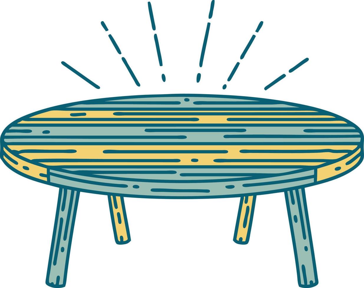 mesa de madera estilo tatuaje tradicional vector