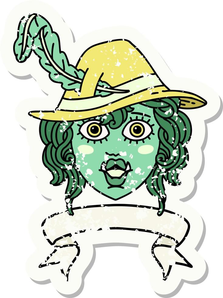 orc bard character with banner illustration vector