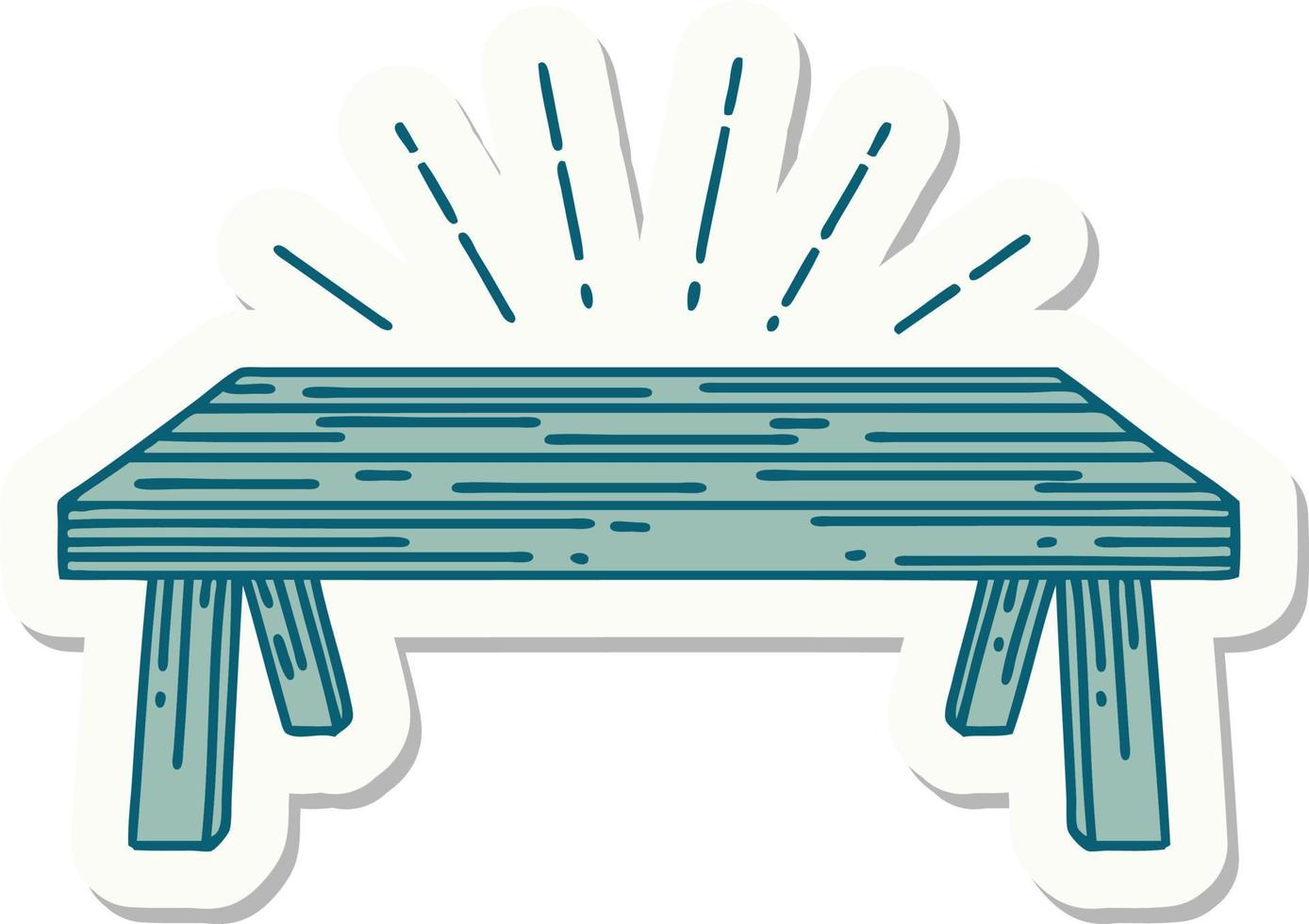 pegatina de mesa de madera estilo tatuaje vector