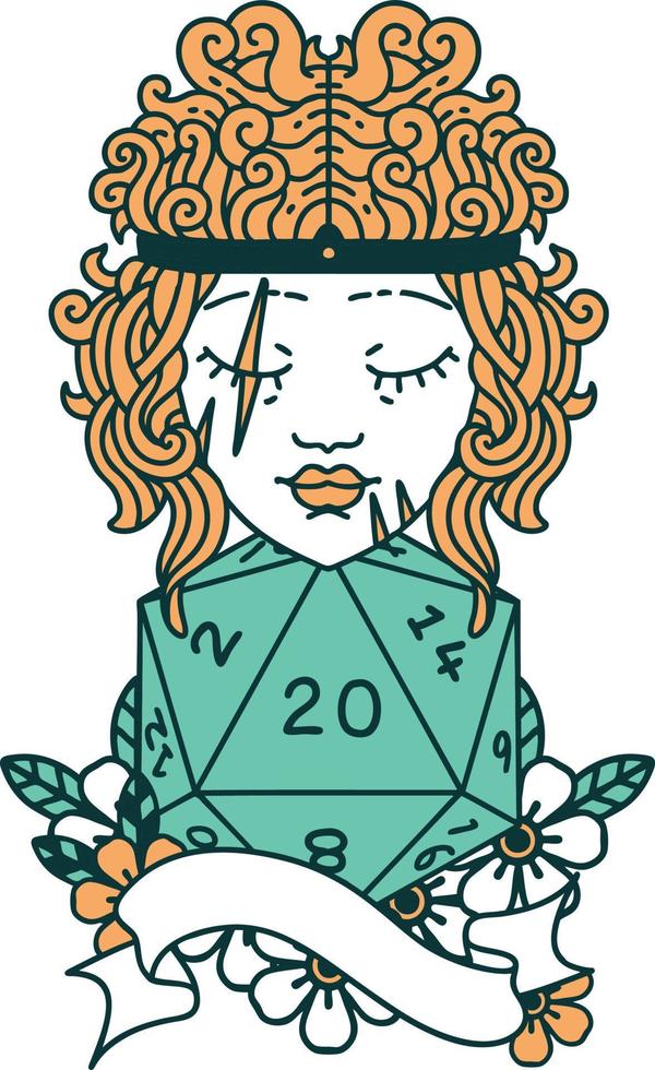 human barbarian with natural 20 dice roll illustration vector
