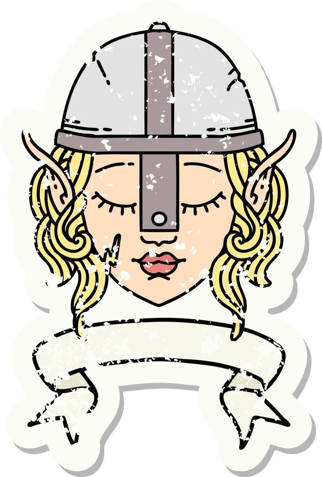 elf fighter character face with banner illustration vector