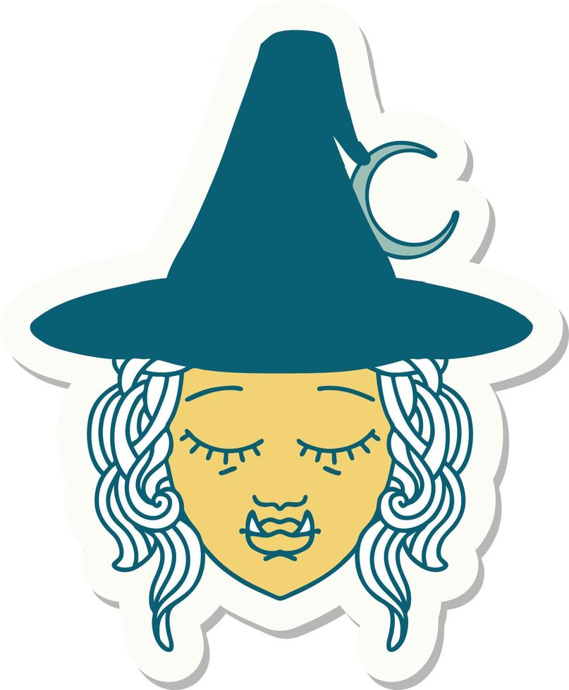 half orc witch character face sticker vector