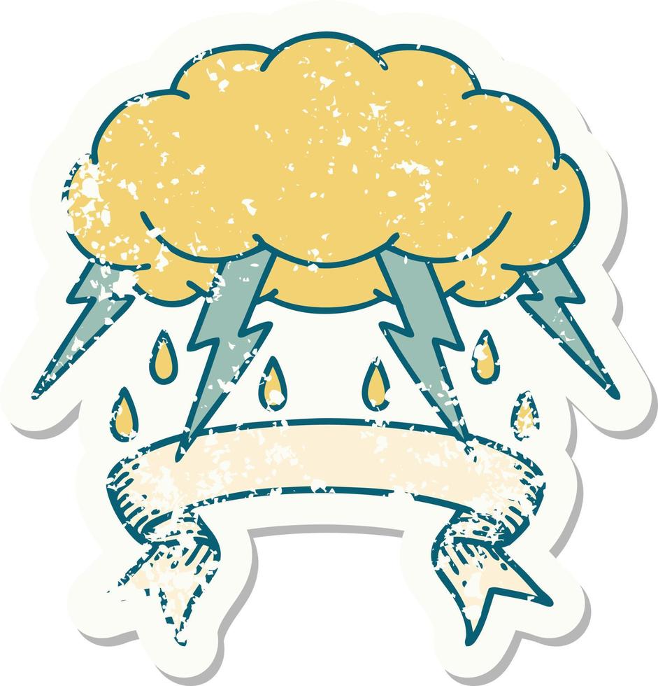 grunge sticker with banner of a storm cloud vector