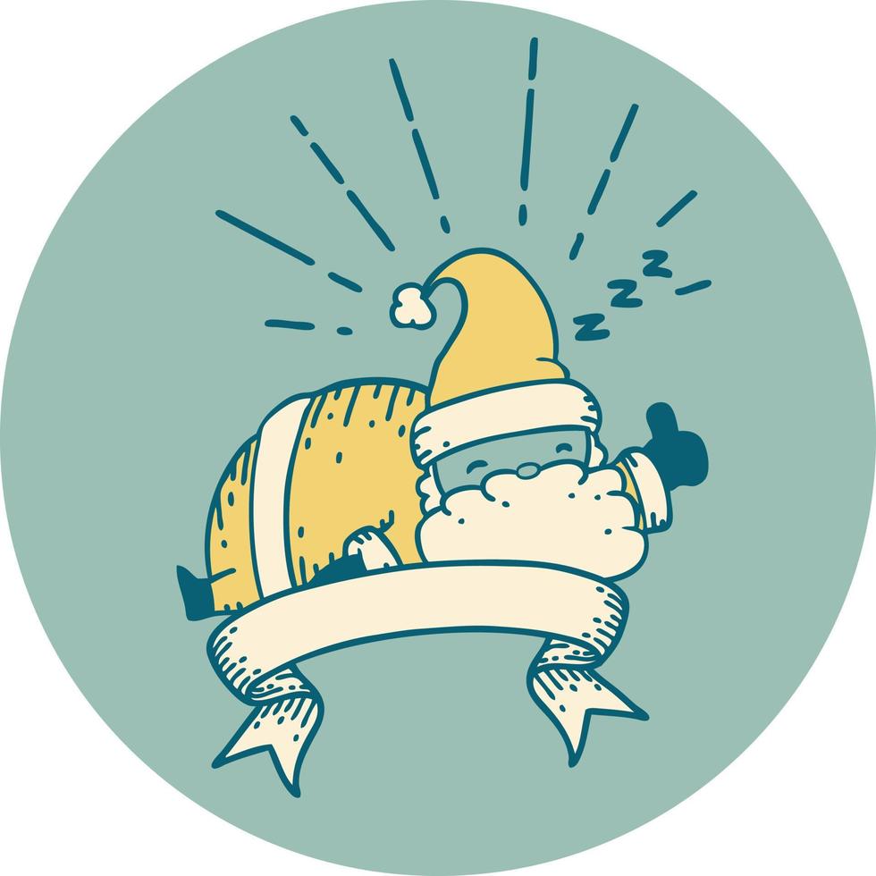 icono de estilo tatuaje santa claus personaje navideño durmiendo vector