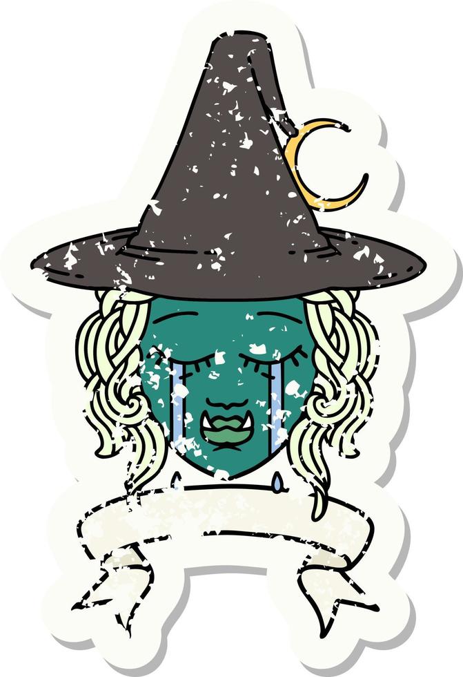 crying half orc witch character face illustration vector