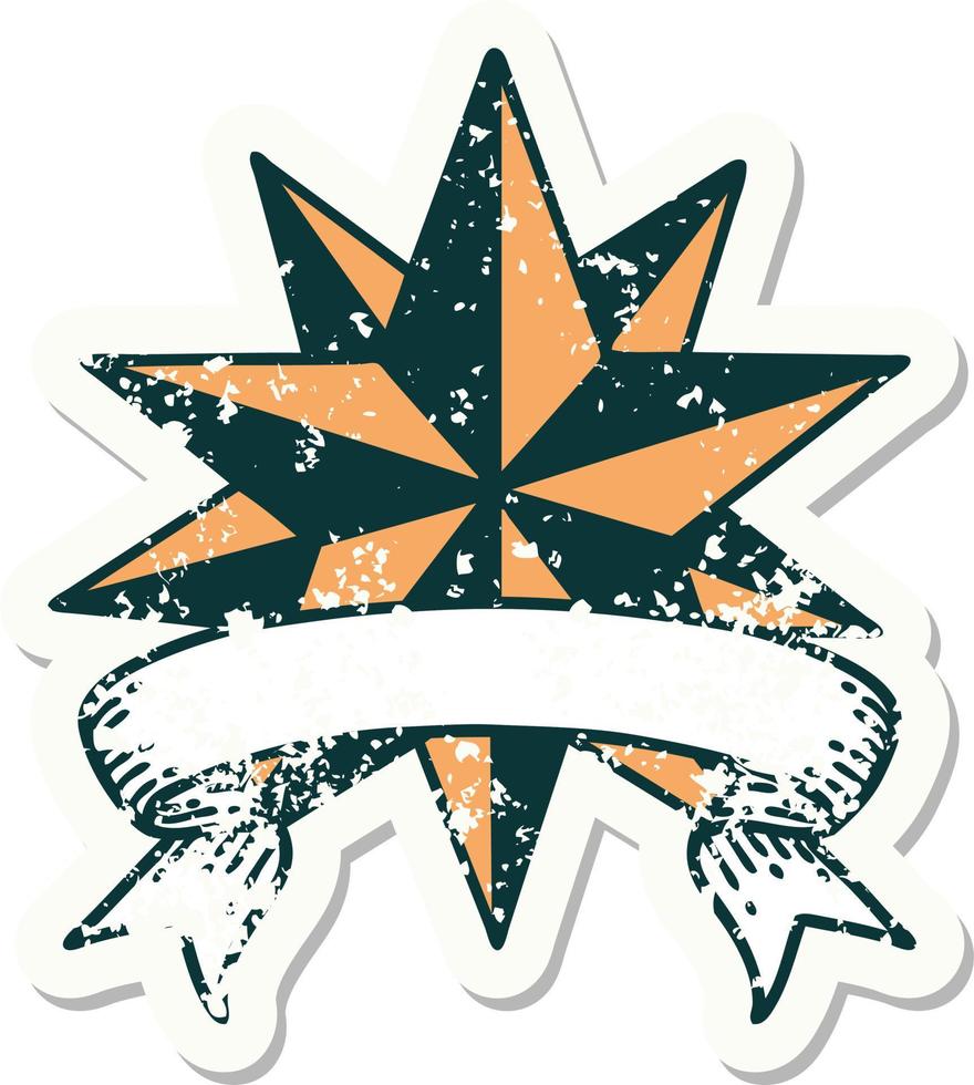 etiqueta engomada del grunge con la bandera de una estrella vector