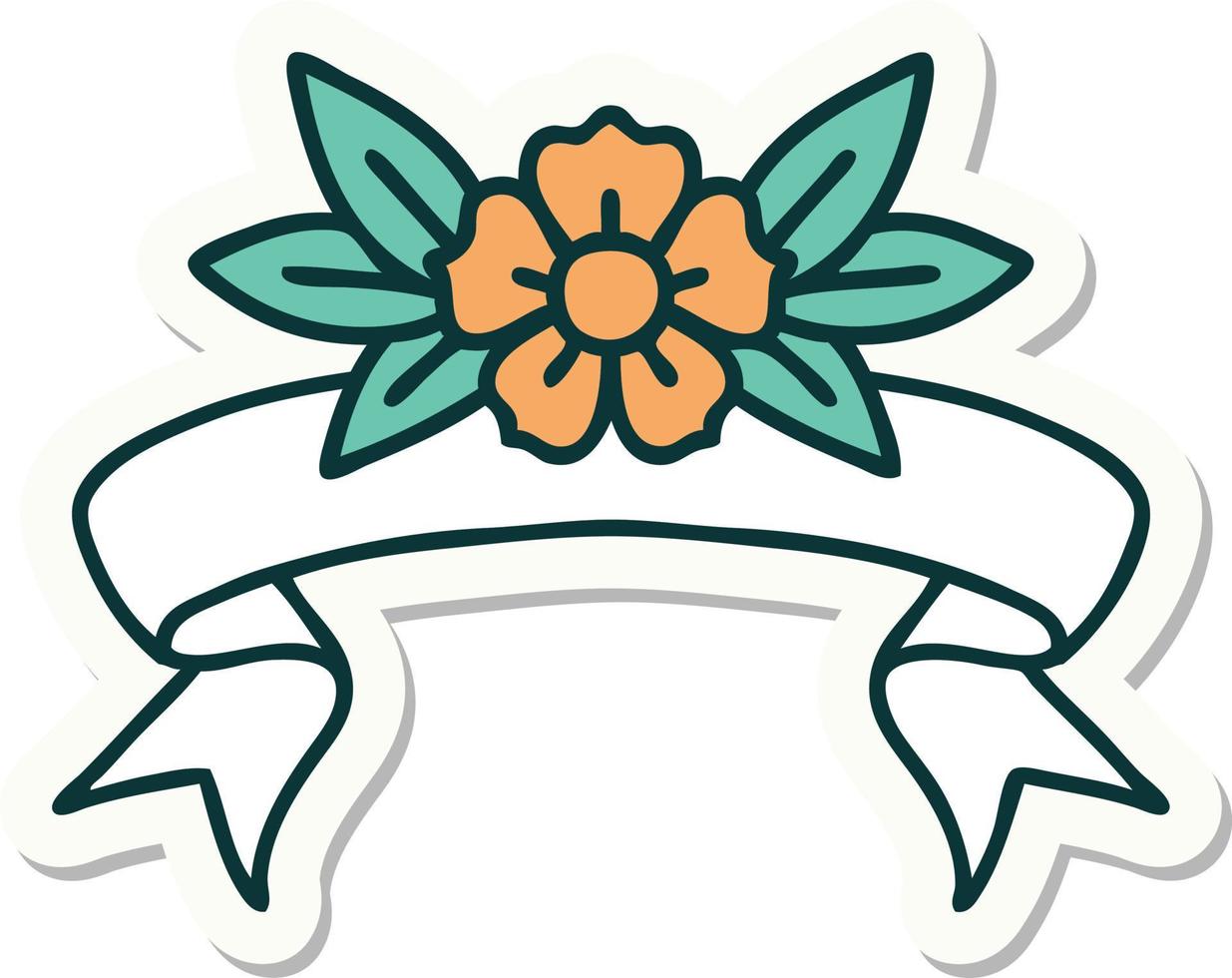 tattoo sticker with banner of a flower vector