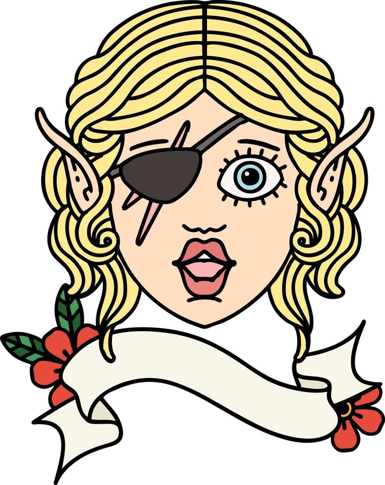 ilustración de cara de personaje pícaro elfo vector