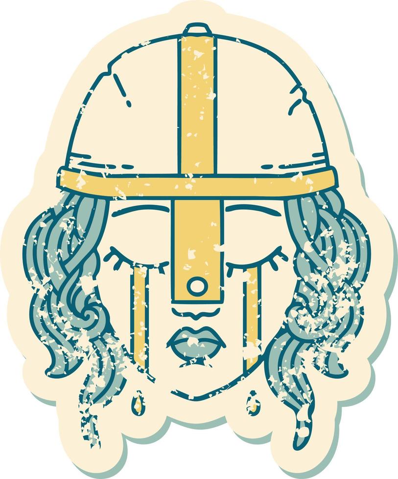 crying human fighter grunge sticker vector