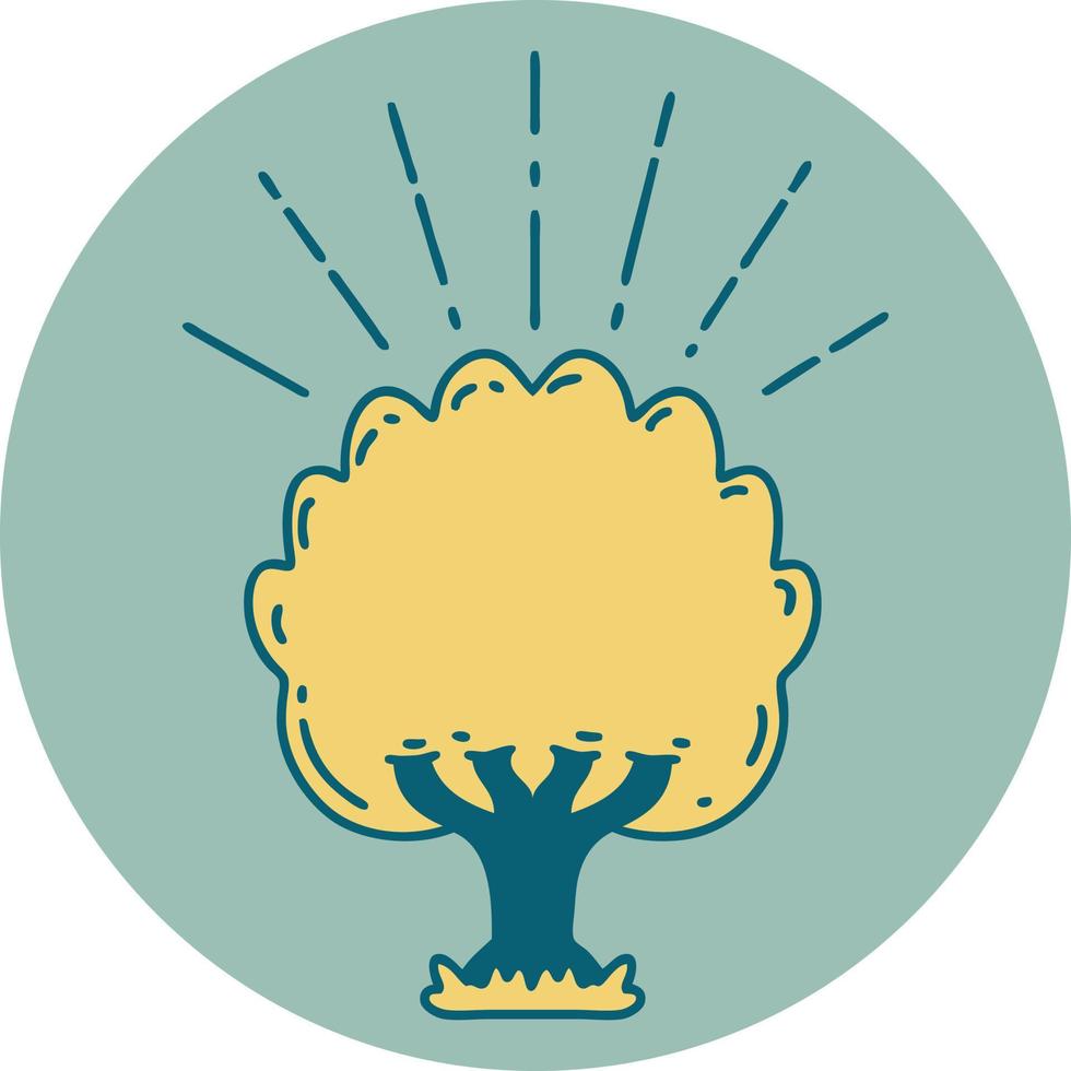 icon of tattoo style tree vector