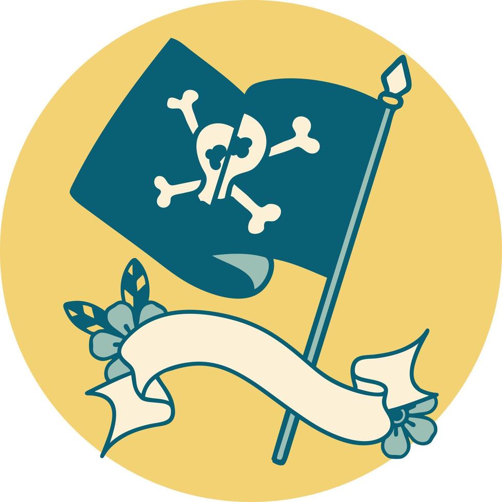 icon with banner of a pirate flag vector