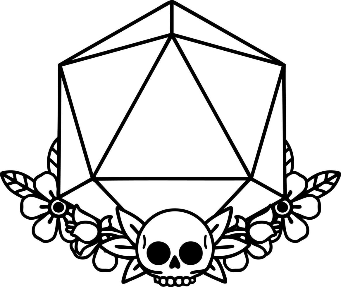 natural one dice roll with floral elements illustration vector