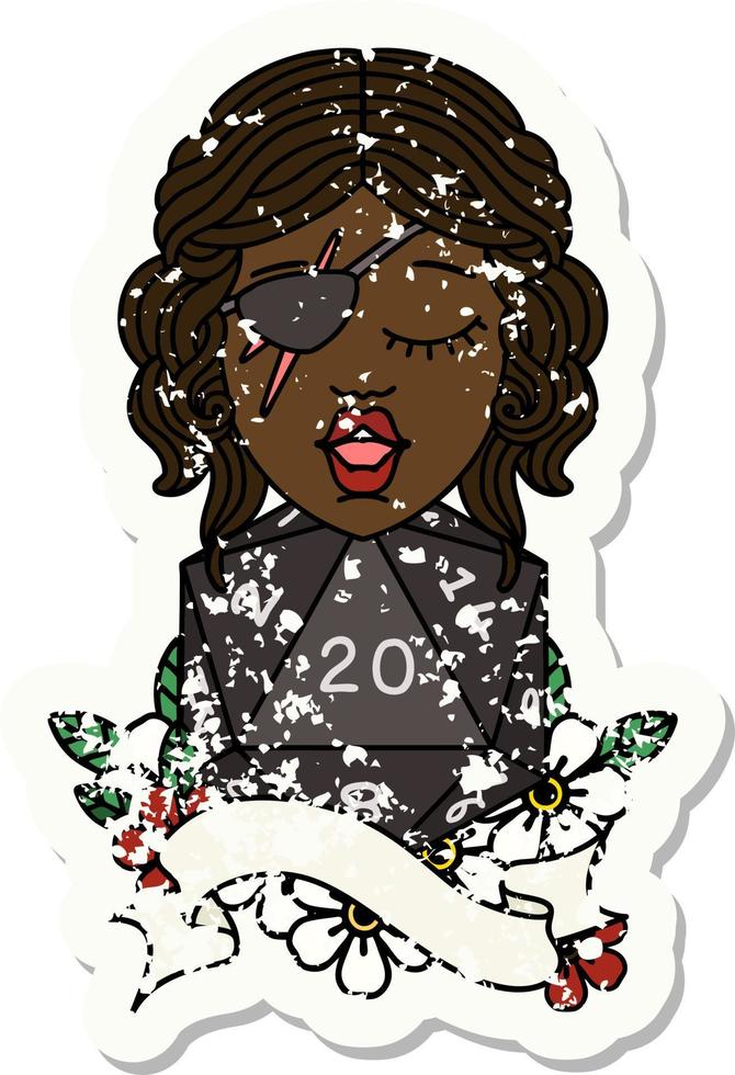 human rogue with natural 20 dice roll illustration vector